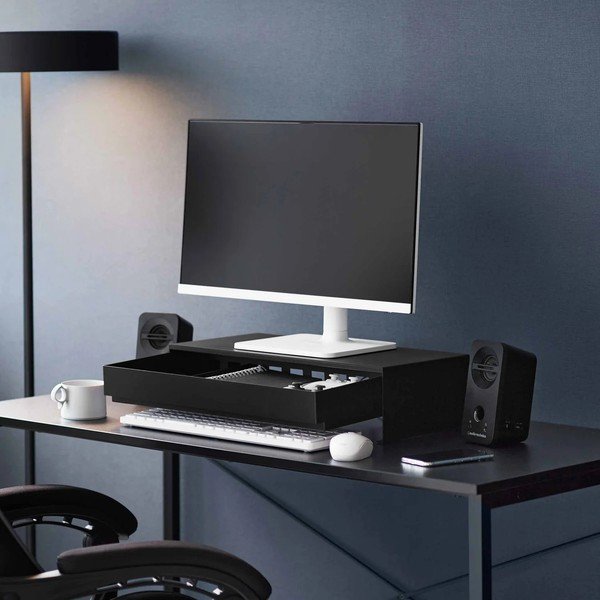 Fekete fém monitorállvány Tower – YAMAZAKI-image-4