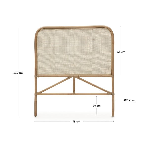 Natúr színű rattan ágytámla 98x110 cm Quiterie – Kave Home-image-2