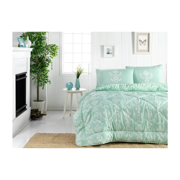 Pure Green kétszemélyes szteppelt ágytakaró, 195 x 215 cm