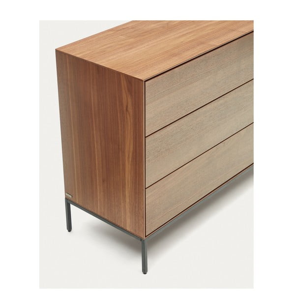 Natúr színű alacsony komód diófa dekorral 110x75 cm Vedrana – Kave Home-image-4