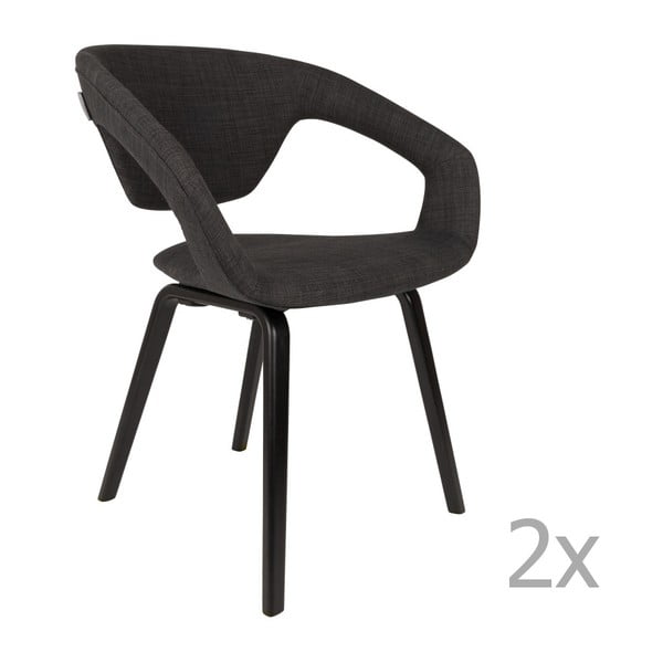 Flexback fekete szék fekete lábakkal, 2 db - Zuiver