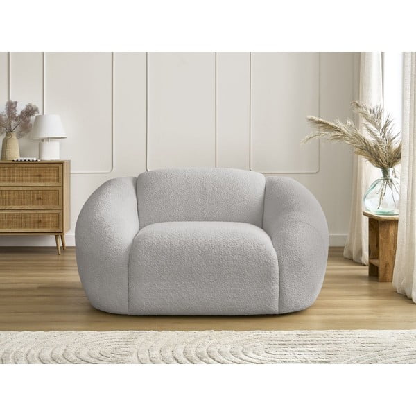 Világosszürke buklé fotel Tina – Bobochic Paris-image-3