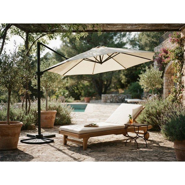 Krémszínű napernyő 300x300 cm Deluxe – Garden Pleasure-image-1