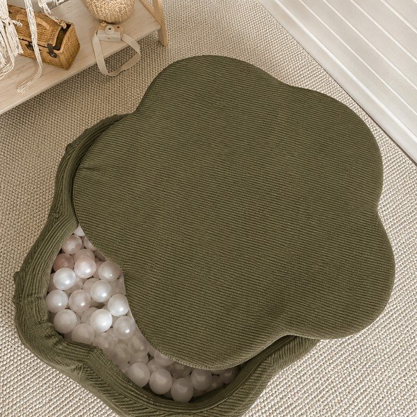 Khaki kordbársony labdamedence ø 90 cm magasság 30 cm – Meowbaby-image-1