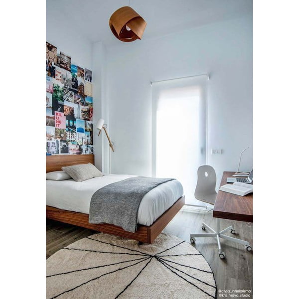 Krémszínű mosható kézi szövésű pamut kerek szőnyeg ø 160 cm Trace Beige – Lorena Canals-image-4