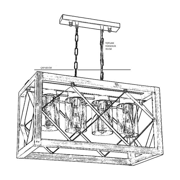 Camlı 4lü gyetyánfa függőlámpa-image-1