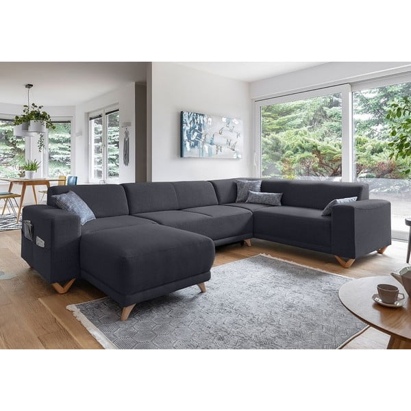 Antracitszürke kinyitható-tárolóhelyes sarokkanapé (jobb oldali-U alakú) Classy Sophie – Miuform-image-3