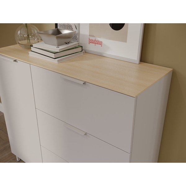 Krémszínű matt szekrény 109x98x40 cm Savoca – Germania-image-1