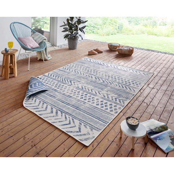 Biri kék-krémszínű kültéri szőnyeg, 200 x 290 cm - NORTHRUGS-image-1