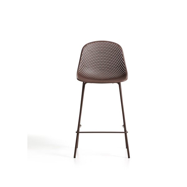 Barna fém-műanyag kerti bárszék Quinby – Kave Home-image-3