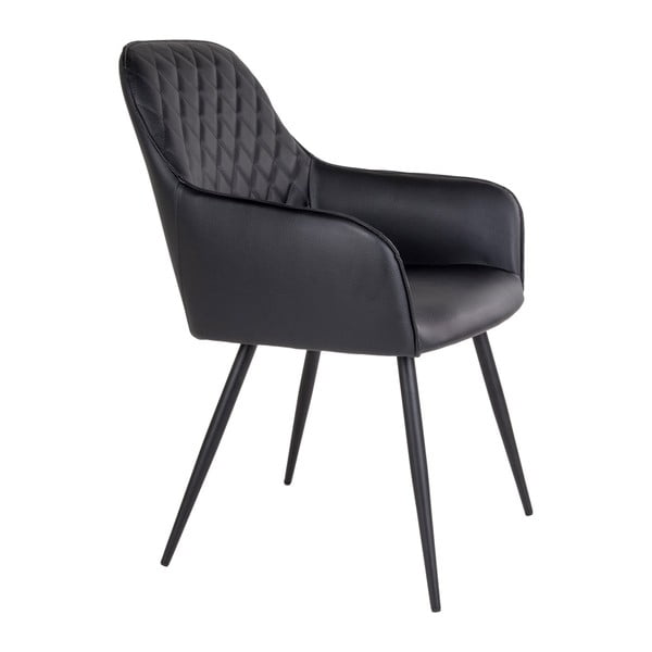 Fekete kárpitozott karfás étkezőfotel szett 2 db-os Harbo – House Nordic-image-3