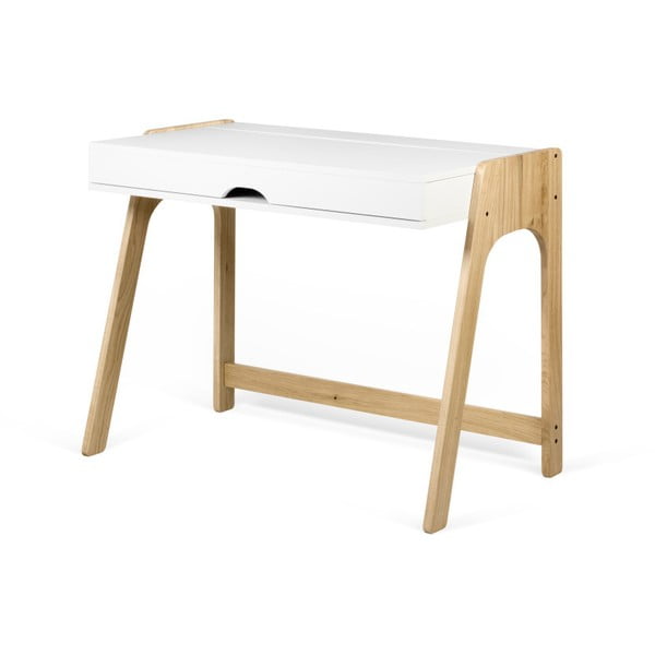 Aura tölgyfamintás íróasztal fehér asztallappal - TemaHome