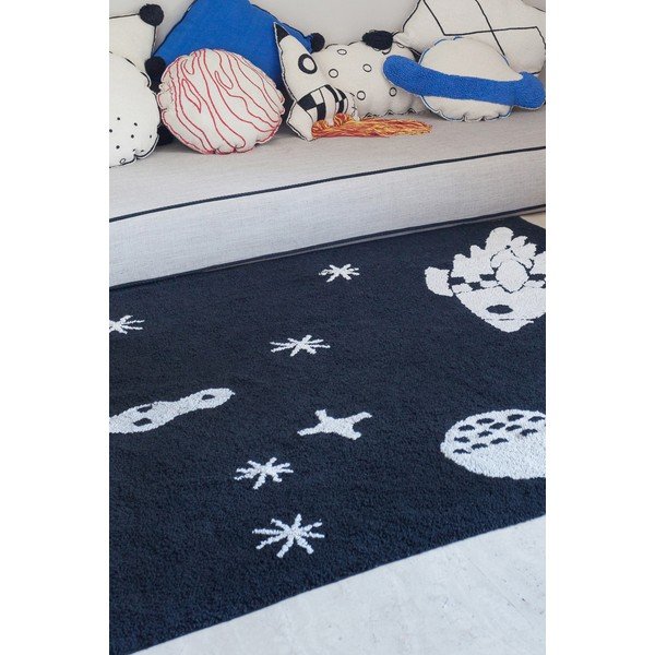 Fekete mosható kézi szövésű pamutkeverék gyerek szőnyeg 140x200 cm Alfombra Lavable Universe – Lorena Canals-image-3
