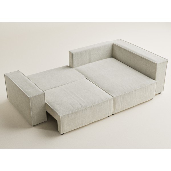 Krémszínű zsenília kinyitható-tárolóhelyes sarokkanapé (jobb oldali-L alakú) Tonga – Maison de Rêve-image-3