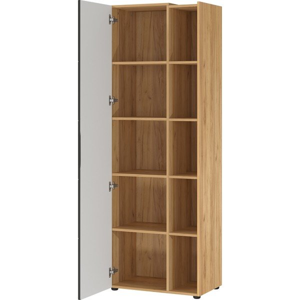 Sötétszürke könyvespolc tölgyfa dekorral 62x182 cm Olvera - Germania-image-2