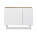 Fehér alacsony komód tölgyfa dekorral 110x85 cm Arista – Teulat