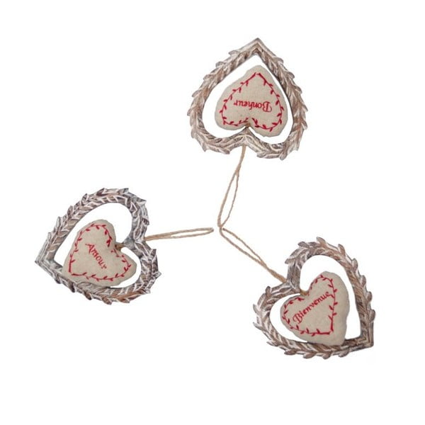 Amour Nature 3 db függő szívalakú dekoráció - Antic Line