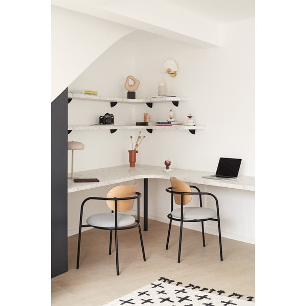 Szürke étkezőszék tölgyfa dekorral Eclipse - Teulat-image-1