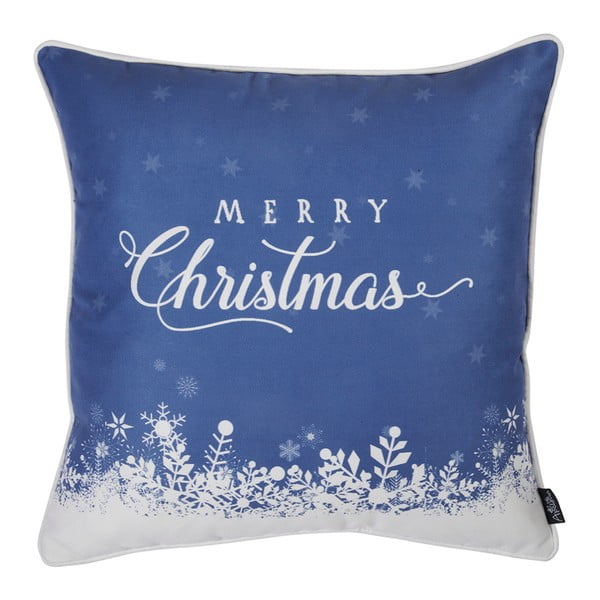 Honey Merry Christmas kék párnahuzat karácsonyi motívummal, 45 x 45 cm - Mike & Co. NEW YORK