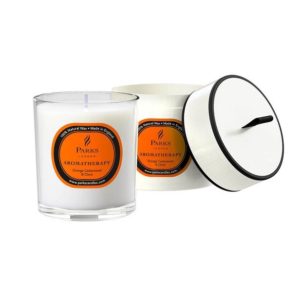 Aromatherapy cédrusfa, szegfűszeg és narancs illatú gyertya, égési idő 45 óra - Parks Candles London-image-1