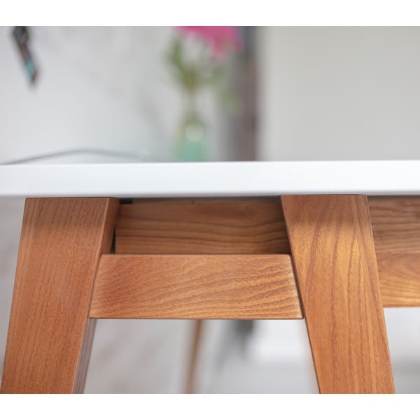 Luka szürke íróasztal kőrisfa lábakkal, hossz 110 cm - Ragaba-image-2