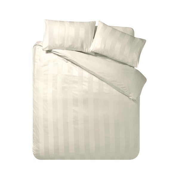 Krémszínű kétszemélyes szatén ágyneműhuzat 200x200 cm So Soft Satin Stripe – Catherine Lansfield