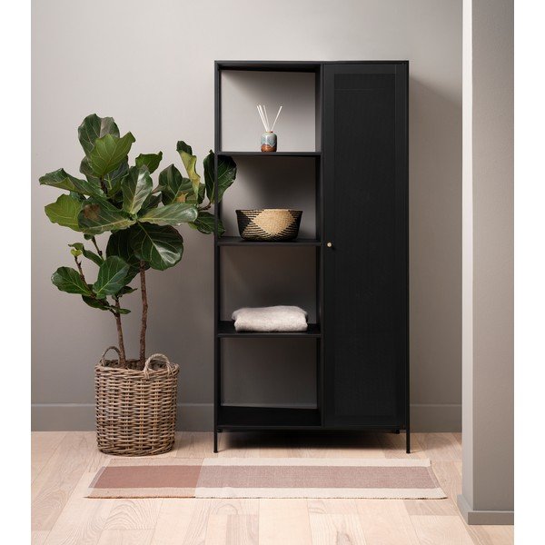 Fekete fém könyvespolc 90x180 cm Malibu – Unique Furniture-image-3