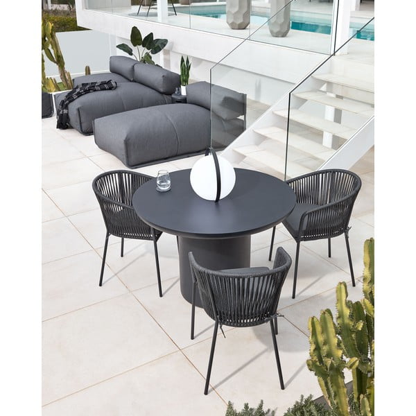 Fekete fém-párnázott kerti szék Yanet – Kave Home-image-4