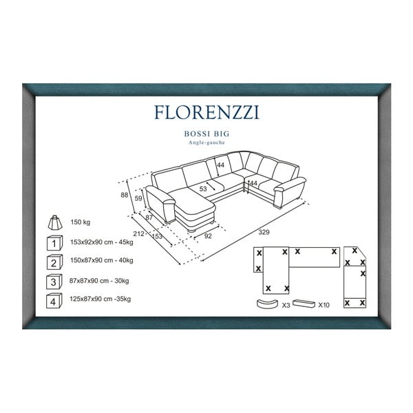 Bossi Big barna kanapé, bal oldali kivitel - Florenzzi-image-1