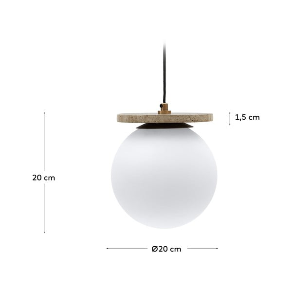 Fehér függőlámpa üveg búrával ø 20 cm Malachi – Kave Home-image-4