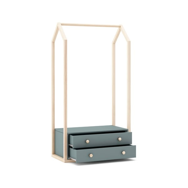 Szürkészöld nyitott gyerek ruhásszekrény 80x170x40 cm Esteban – Marckeric-image-4