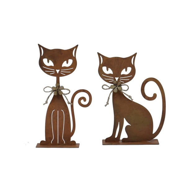 2 darabos macska formájú fém dekoráció szett, 12,5 x 17,5 cm - Ego Dekor