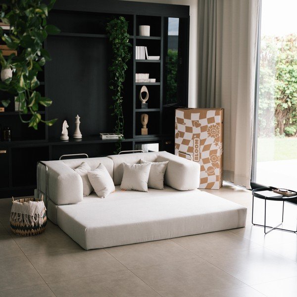 Bézs buklé kinyitható kanapé 180 cm Bloom – TemaHome-image-1