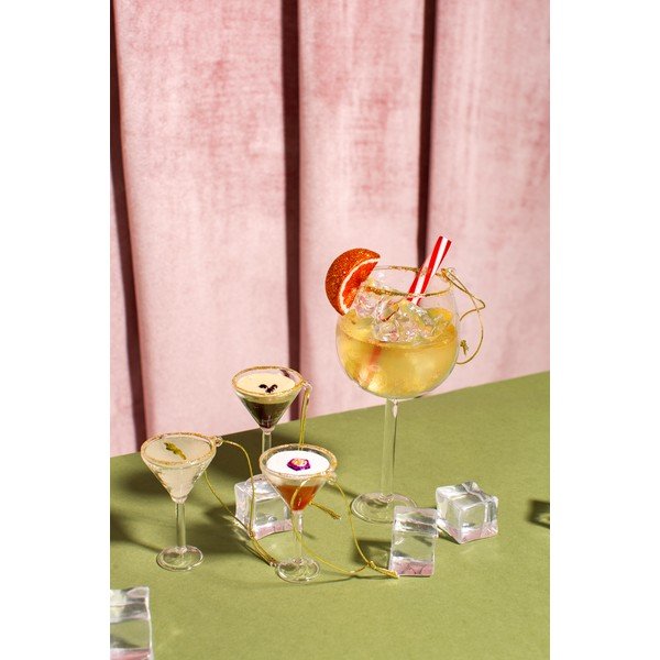 Üveg karácsonyfadísz készlet 3 db-os 15,5 cm Martini Cocktail – Sass & Belle-image-1