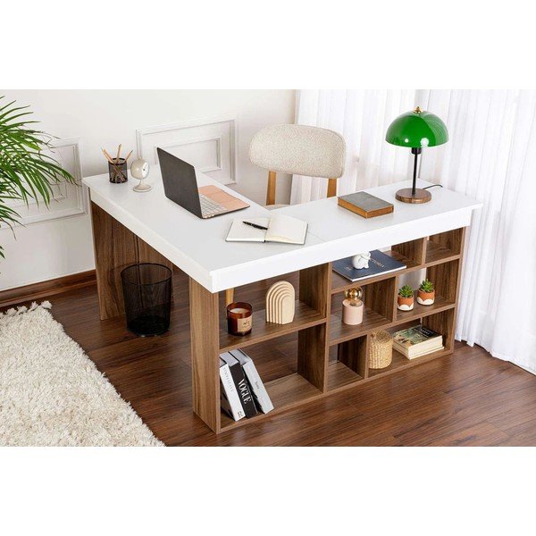 Íróasztal diófa dekorral 120x130 cm Vesper – Kalune Design-image-1