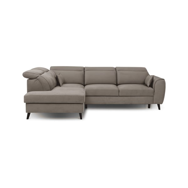 Bézs bársony kinyitható-tárolóhelyes sarokkanapé (bal oldali-L alakú) Noble – ELTAP