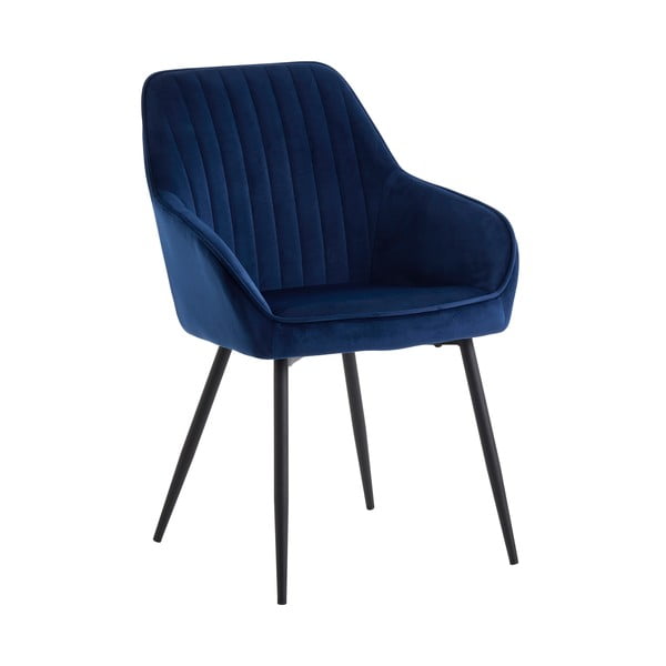 Sötétkék kárpitozott karfás étkezőfotel szett 2 db-os Nolan Stripe – Unique Furniture