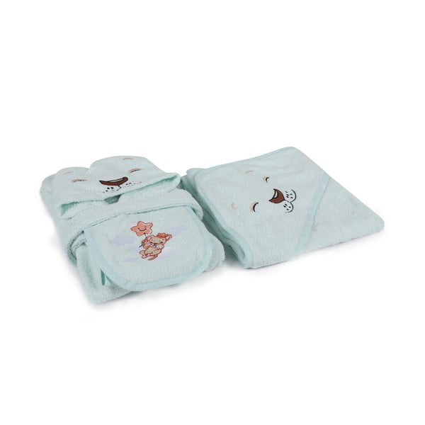 Mentazöld pamut gyerek fürdőköpeny, 1-2 év Aslan – Foutastic