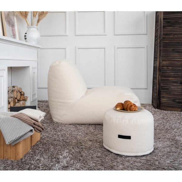 Krémszínű buklé babzsákfotel Mini – SLOWDOWN-image-4