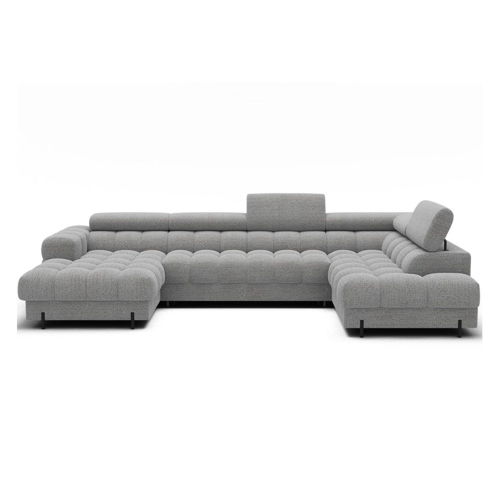 Szürke buklé kinyitható sarokkanapé (jobb oldali-U alakú) Feraria ELTAP