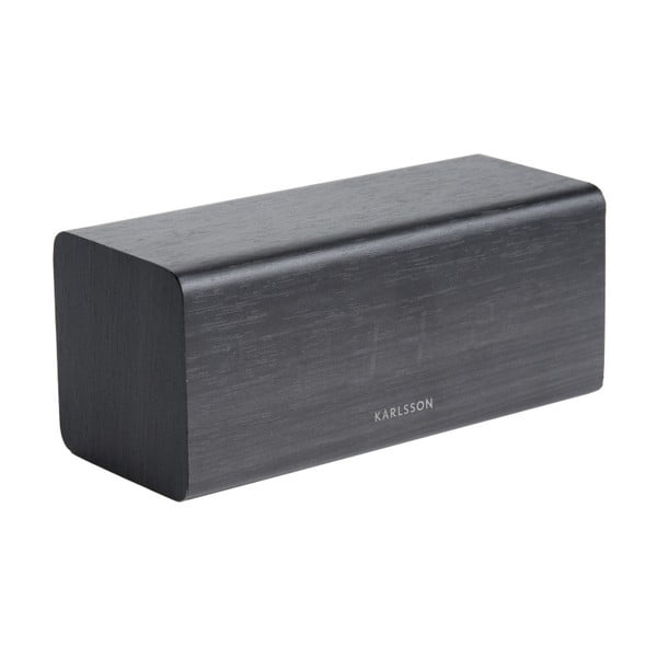 Block fekete ébresztőóra fa dekorral, 16 x 7,2 cm - Karlsson-image-2