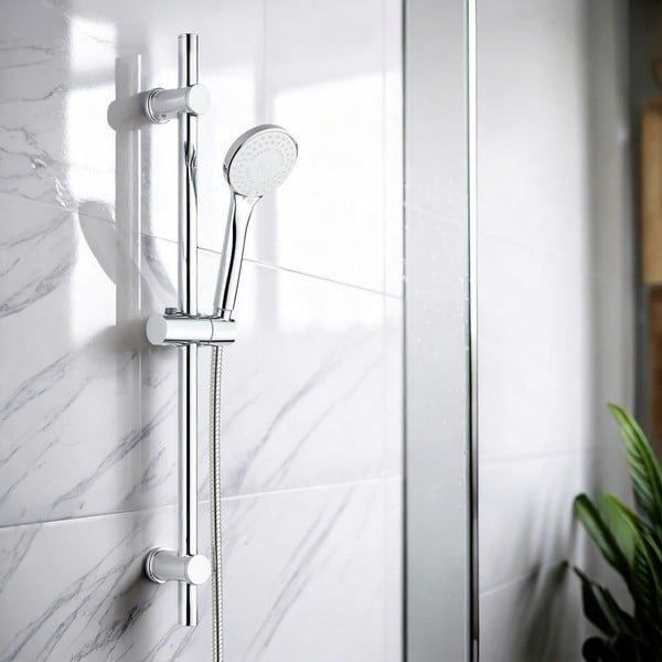 Ezüstszínű rozsdamentes acél zuhanyszett kézi tussal-tolható tartóval 70 cm Uno – Allstar-image-1