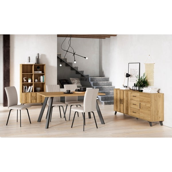 Natúr színű könyvespolc tölgyfa dekorral 92x160 cm Nordic – Marckeric-image-4