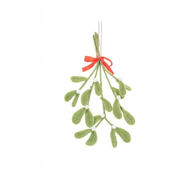 Gyapjú kézzel készített karácsonyfadísz 25 cm Mistletoe – Sass & Belle