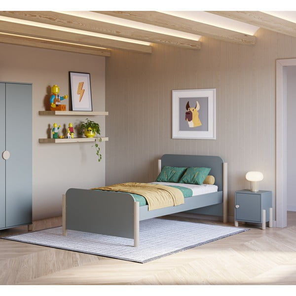 Szürkészöld borovi fenyő gyerek éjjeliszekrény Enola – Marckeric-image-1