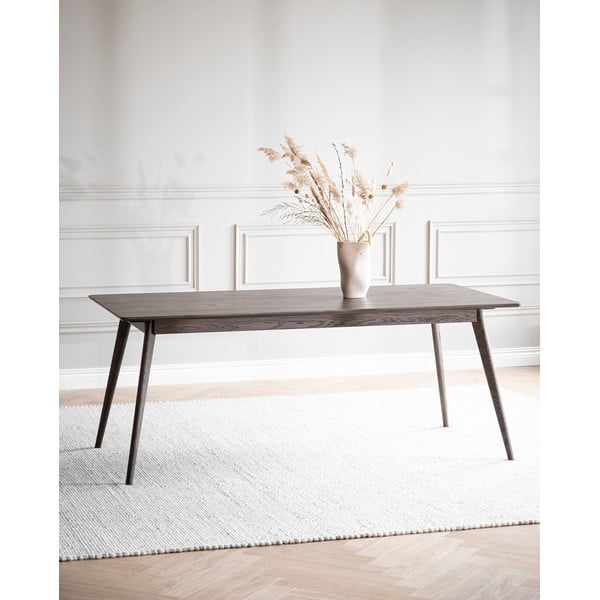 Sötétbarna bővíthető étkezőasztal tölgyfa dekorral 90x190 cm Yumi – Rowico-image-2