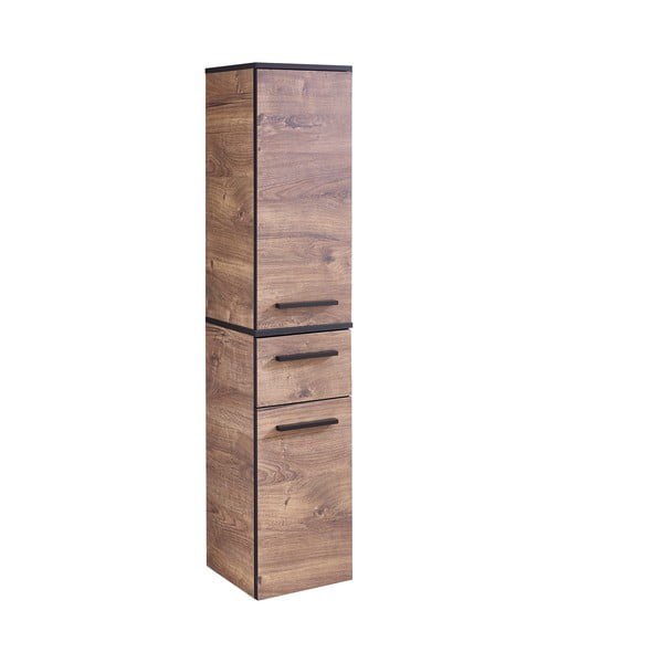 Barna függő fürdőszoba szekrény tölgyfa dekorral 30x72 cm Set 374 - Pelipal-image-3