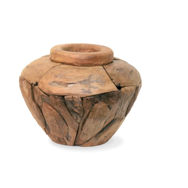 Low váza teakfából, 30 cm - Moycor