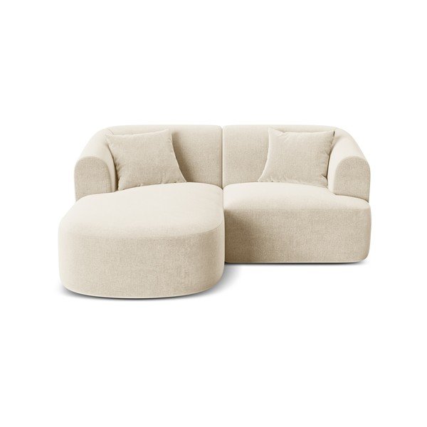 Bézs bársony sarokkanapé (bal oldali-heverő résszel) Campi – Cosmopolitan Design