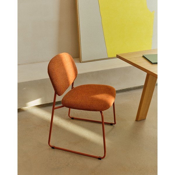 Terrakotta színű fém rakásolható étkezőszék Meli – Kave Home-image-1